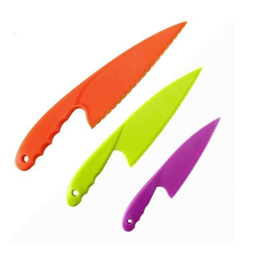 Set of 3 Plastic Kitchen Knife for Kids, Safe Nylon Cooking Knives for Children, for Fruit, Bread, Cake, Pastry, Salad or Lettuce Set of 3 Plastic Kitchen Knife for Kids, Safe Nylon Cooking Knives for Children, for Fruit, Bread, Cake, Pastry, Salad or Lettuce
